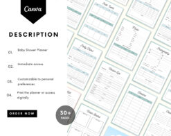 Alternative view of Baby Shower Planner - 30+ planning pages - Printable Baby Shower PDF - Baby shower checklist - event party planner - babyshower planner