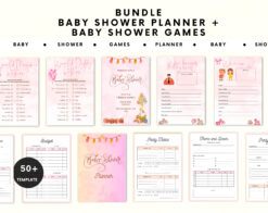 BUNDLE Baby Shower Planner + Baby Shower Games | Baby Shower Checklist | Event Party Planner | Baby Shower Games Bundle | Pink | Its a girl