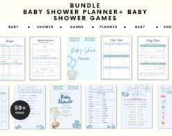 BUNDLE Baby Shower Planner + Baby Shower Games | Baby Shower Checklist | Event Party Planner | Baby Shower Games Bundle | Blue | Its a boy