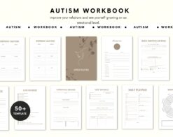 Autism Workbook & Planner for Emotional Growth, Professional Development and Personal development | Bundle | Mental health workbook | Canva