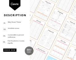 Alternative view of Baby Shower Planner - 30+ planning pages - Printable Baby Shower PDF - Baby shower checklist - event party planner - babyshower planner