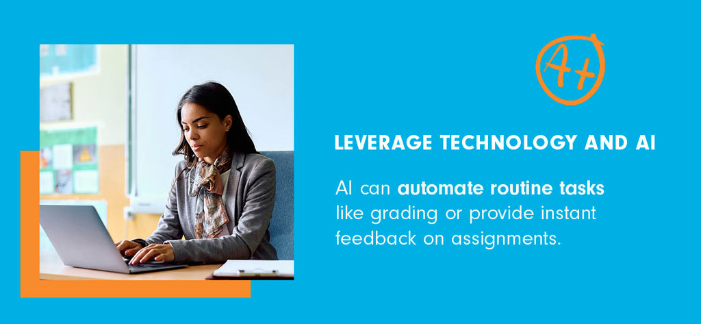 A teacher grades assignments on her laptop